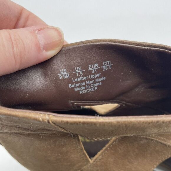 Womens Franco Sarto Suede Booties Rocker Cut Out Peep‎ Toe Zip Brown 9.5 M - Picture 4 of 8